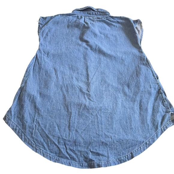 Omami Mini Girls Blue Chambray  Denim A-Line Shirt  Short Sleeve Dress Size 3T - Picture 5 of 5